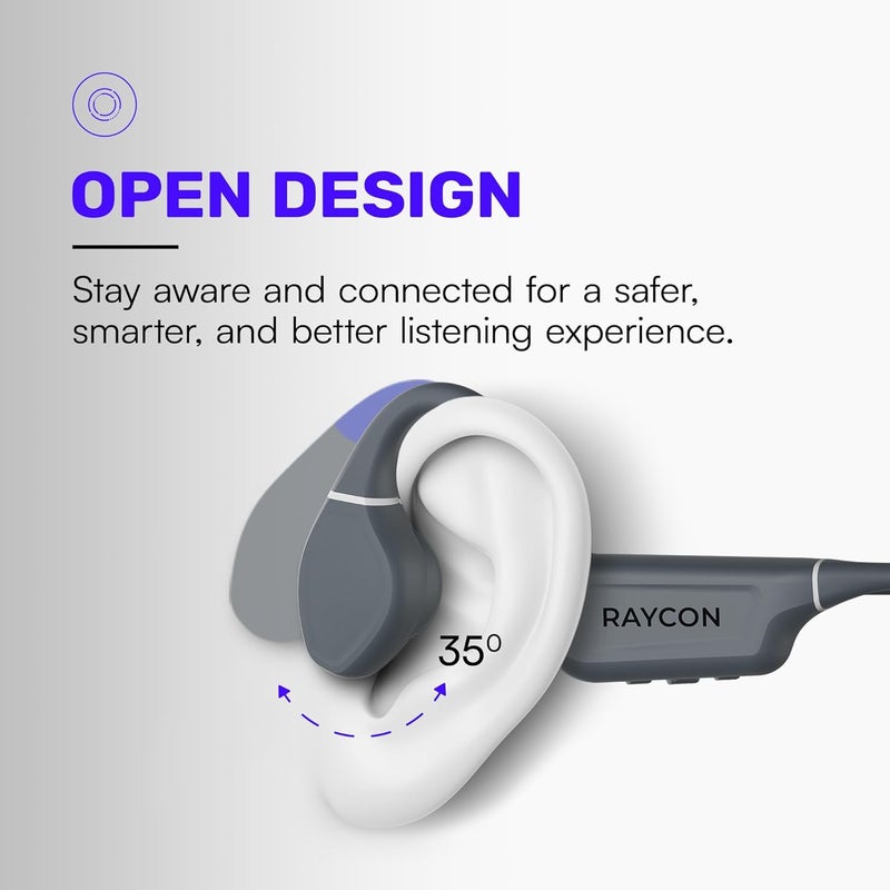 Raycon Bone Conduction Headphones, Open-Ear Bluetooth Sports Earbuds with Mic, IP68 Water Resistant Headset for Workout and Running, 13hr Playtime (Blue) - Image 3